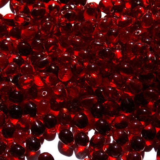 チェコビーズ ドロップ 5×7mm ガーネット レッド｜30個入 ハンドメイド素材 BULBULBEADS