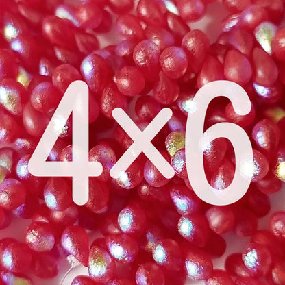 チェコビーズ ドロップ 4×6mm ダークレッド エッチド AB｜20個入 ハンドメイド素材 BULBULBEADS