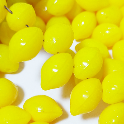 チェコビーズ レモン 10×14mm イエローオパール｜2個入 ハンドメイド素材 BULBULBEADS
