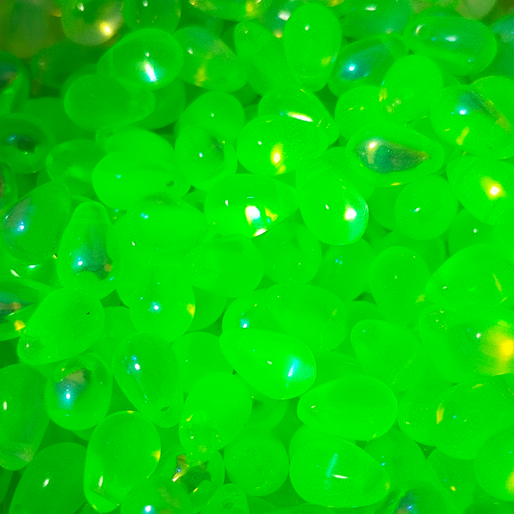 チェコビーズ ドロップ 6×9mm ミストラルハーブグリーン・コンビAB｜10個入 ハンドメイド素材 BULBULBEADS