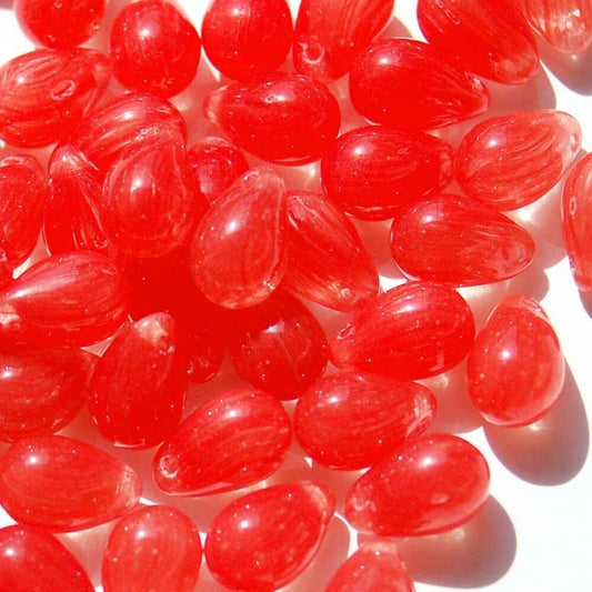 チェコビーズ ドロップ 6×9mm トマト・コンビ｜20個入 ハンドメイド素材 BULBULBEADS