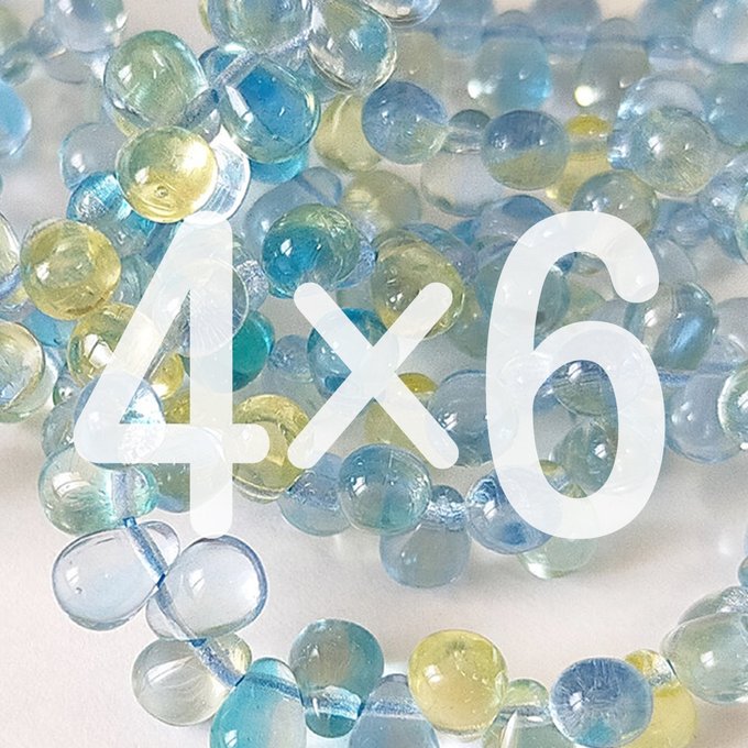 チェコビーズ ドロップ 4×6mm ライトアクア・ジョンキルサファイア｜60個入 ハンドメイド素材 BULBULBEADS