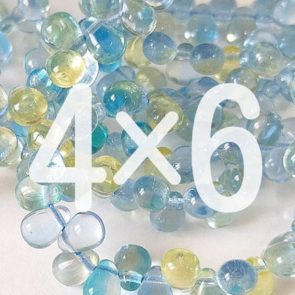 チェコビーズ ドロップ 4×6mm ライトアクア・ジョンキルサファイア｜60個入 ハンドメイド素材 BULBULBEADS