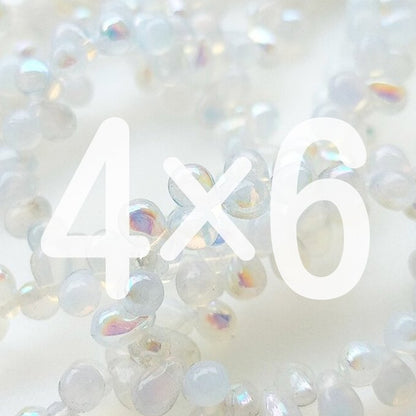 チェコビーズ ドロップ 4×6mm ホワイトオパール・AB｜60個入 ハンドメイド素材 BULBULBEADS