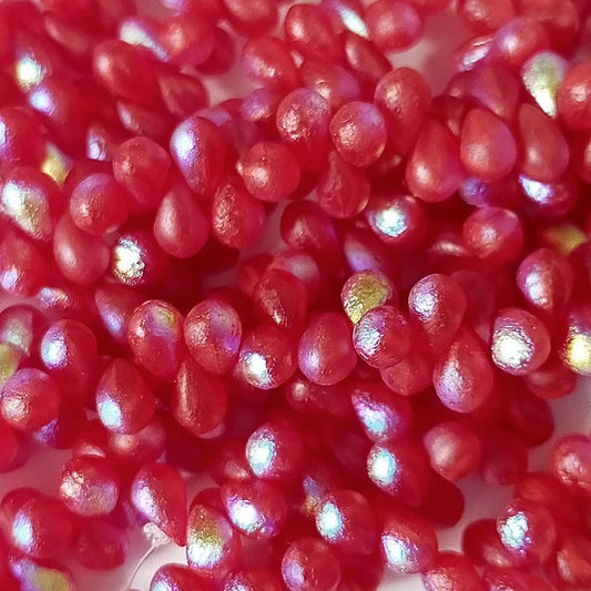 チェコビーズ ドロップ 4×6mm ダークレッド エッチド AB｜20個入 ハンドメイド素材 BULBULBEADS