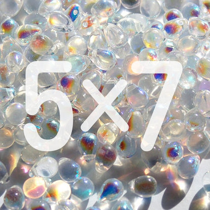チェコビーズ ドロップ 5×7mm クリスタル クリア AB｜30個入 ハンドメイド素材 BULBULBEADS