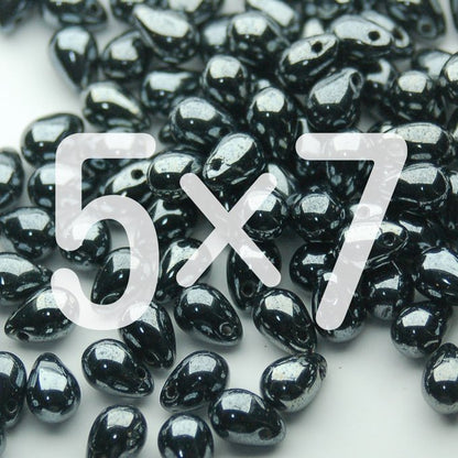 チェコビーズ ドロップ 5×7mm シャイニー ジェット｜30個入 ハンドメイド素材 BULBULBEADS