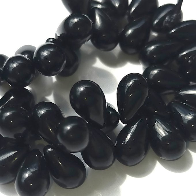 チェコビーズ ドロップ 6x9mm ジェットブラック・不透明｜20個入 ハンドメイド素材 BULBULBEADS
