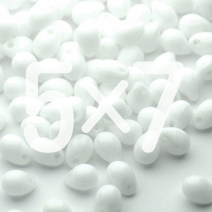 チェコビーズ ドロップ 5×7mm チョーク ホワイト｜40個入 ハンドメイド素材 BULBULBEADS