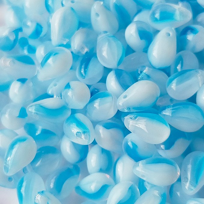 チェコビーズ ドロップ 6x9mm クラウドスカイ・コンビ｜20個入 ハンドメイド素材 BULBULBEADS