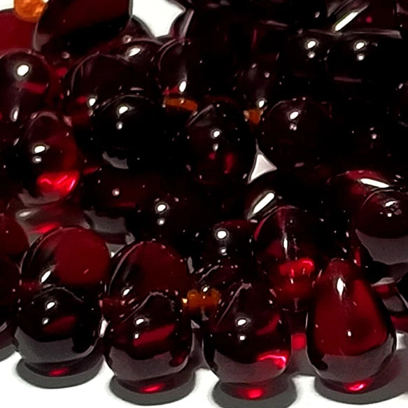 チェコガラスビーズ ドロップ 6×9mm ガーネットレッド1・クリア