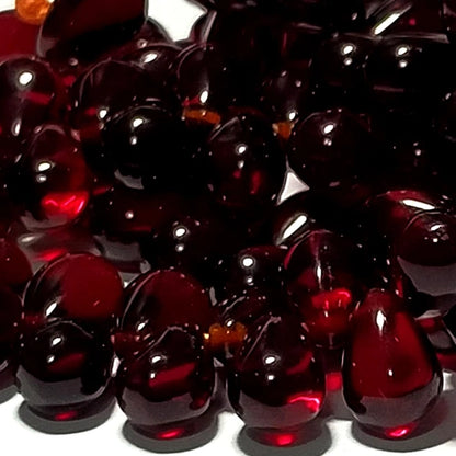 チェコガラスビーズ ドロップ 6×9mm ガーネットレッド1・クリア