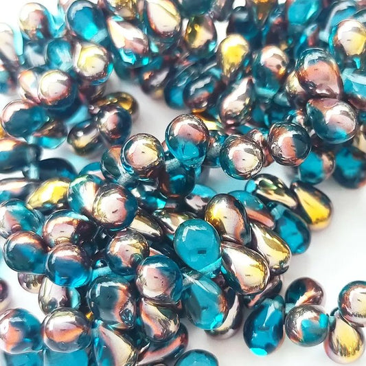 チェコビーズ ドロップ 6x9mm アクアカッパー｜20個入 ハンドメイド素材 BULBULBEADS
