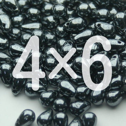 チェコビーズ ドロップ 4×6mm シャイニージェット｜40個入 ハンドメイド素材 BULBULBEADS