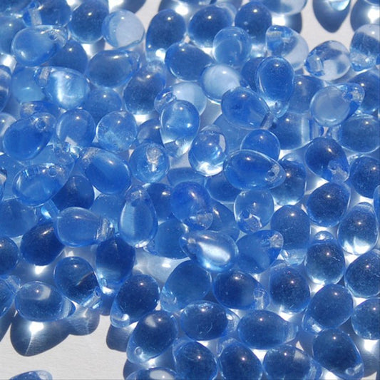 チェコビーズ ドロップ 5×7mm サファイアライト｜40個入 ハンドメイド素材 BULBULBEADS