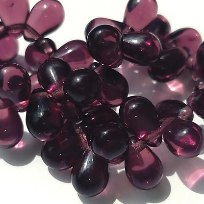 チェコビーズ ドロップ 6x9mm アメジストパープル6・クリア｜10個入 ハンドメイド素材 BULBULBEADS