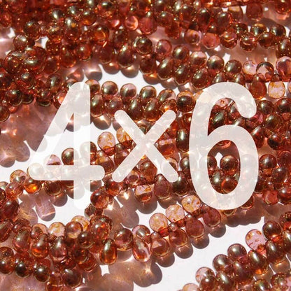 チェコビーズ ドロップ 4×6mm ピンク ブラウン｜20個入 ハンドメイド素材 BULBULBEADS