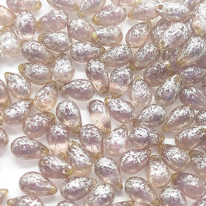 チェコビーズ ドロップ 6x9mm アメジストパープル2・シルバー｜20個入 ハンドメイド素材 BULBULBEADS