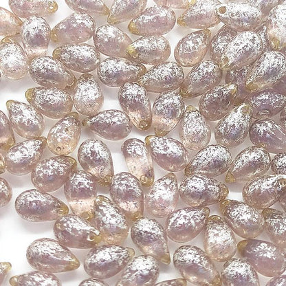 チェコビーズ ドロップ 6x9mm アメジストパープル2・シルバー｜20個入 ハンドメイド素材 BULBULBEADS