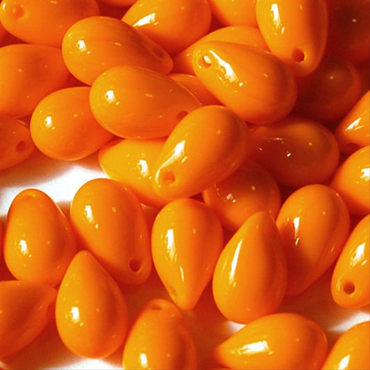 チェコビーズ ドロップ 6×9mm オレンジ0・クリア｜20個入 ハンドメイド素材 BULBULBEADS