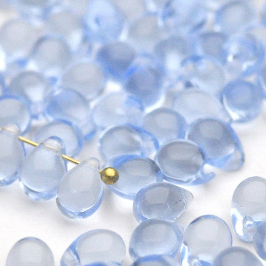 チェコビーズ ドロップ 5×7mm サファイア スーパーライト｜40個入 ハンドメイド素材 BULBULBEADS
