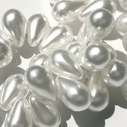 チェコビーズ ドロップ 6x9mm ホワイトパール｜20個入 ハンドメイド素材 BULBULBEADS