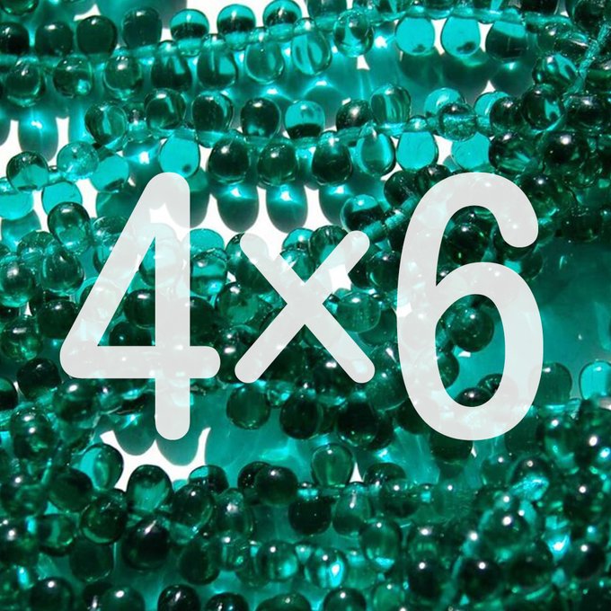 チェコビーズ ドロップ 4×6mm エメラルド｜40個入 ハンドメイド素材 BULBULBEADS