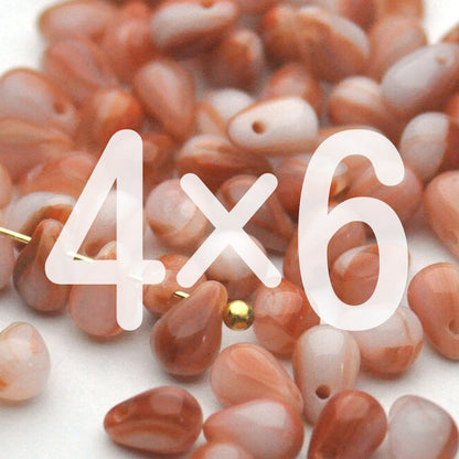 チェコビーズ ドロップ 4×6mm ホワイト テラコッタ｜20個入 ハンドメイド素材 BULBULBEADS