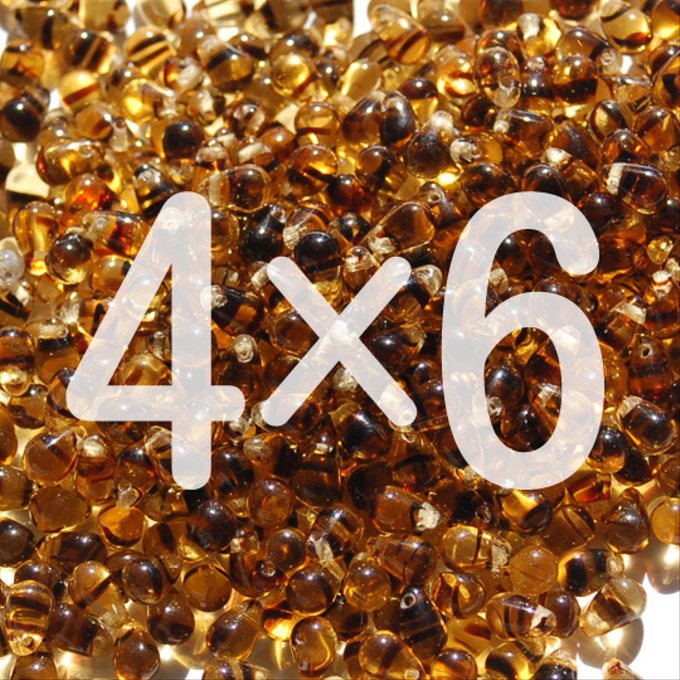 チェコビーズ ドロップ 4×6mm タイガートパーズ｜40個入 ハンドメイド素材 BULBULBEADS