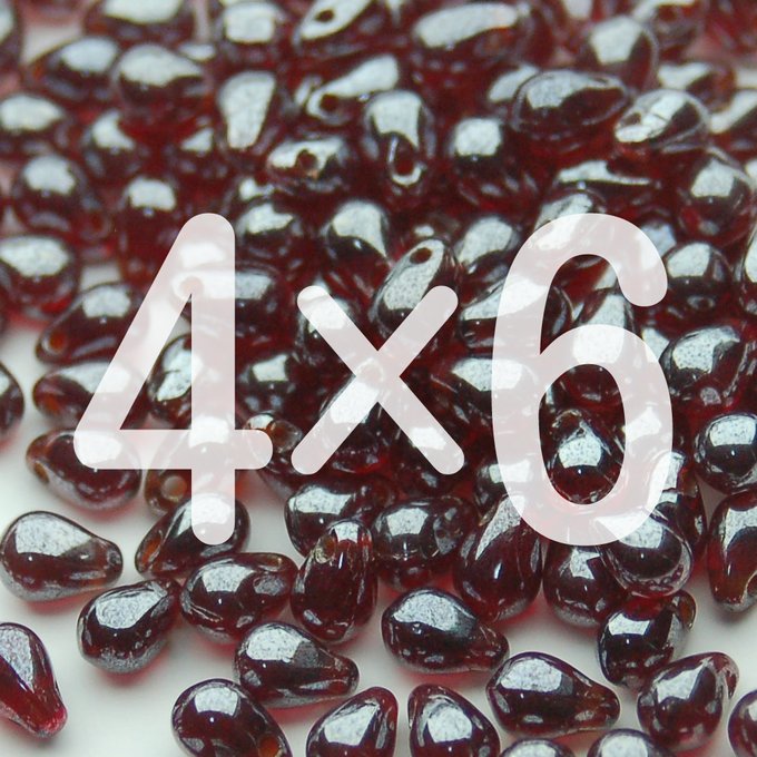 チェコビーズ ドロップ 4×6mm シャイニー ガーネット｜20個入 ハンドメイド素材 BULBULBEADS