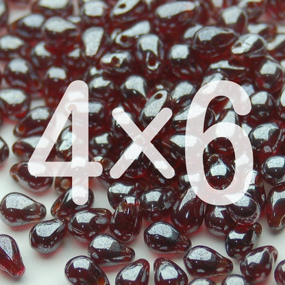 チェコビーズ ドロップ 4×6mm シャイニー ガーネット｜20個入 ハンドメイド素材 BULBULBEADS