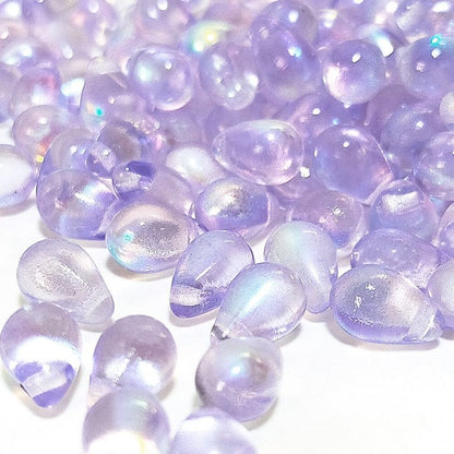 チェコビーズ ドロップ 6x9mm デュアルライトパープル・AB｜20個入 ハンドメイド素材 BULBULBEADS