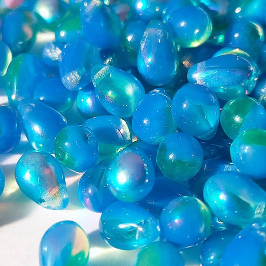 チェコビーズ ドロップ 6x9mm 名も無き池・しゃぼんコンビAB｜20個入 ハンドメイド素材 BULBULBEADS