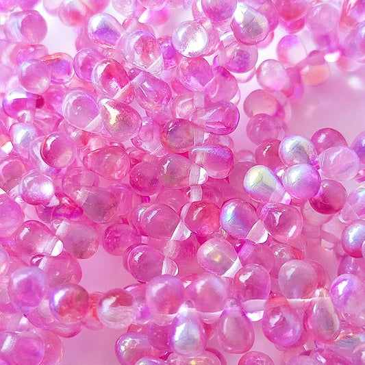 チェコビーズ ドロップ 4×6mm トロピカル ピンク デュアル｜20個入 ハンドメイド素材 BULBULBEADS