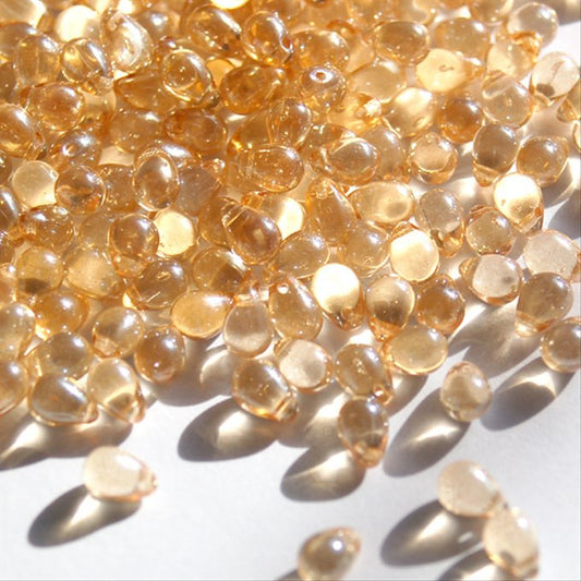 チェコビーズ ドロップ 5×7mm シャンパン ラスター｜30個入 ハンドメイド素材 BULBULBEADS