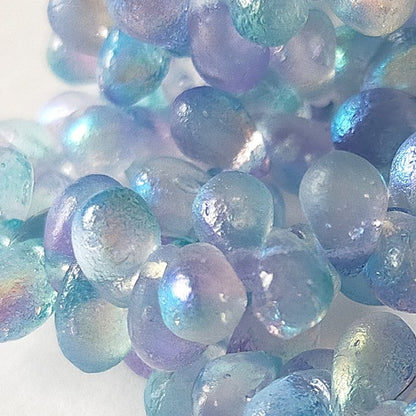 チェコビーズ ドロップ 4×6mm シアン・パープル・エッチドAB｜60個入 ハンドメイド素材 BULBULBEADS