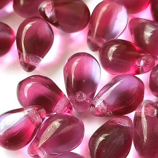 チェコビーズ ドロップ 6×9mm チェリー・ドントクライ・コンビ｜20個入 ハンドメイド素材 BULBULBEADS