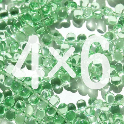 チェコビーズ ドロップ 4×6mm ペリドット｜60個入 ハンドメイド素材 BULBULBEADS