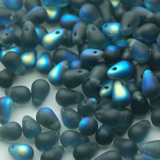 チェコビーズ ドロップ 4×6mm モンタナブルー・マットAB｜40個入 ハンドメイド素材 BULBULBEADS
