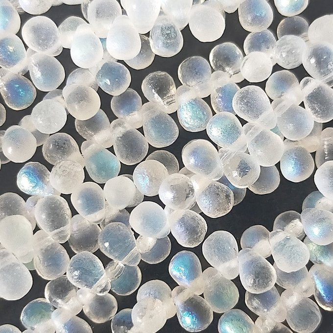 チェコビーズ ドロップ 4×6mm クリスタル・ハーフエッチド｜60個入 ハンドメイド素材 BULBULBEADS