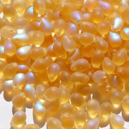 チェコビーズ ドロップ 5x7mm トパーズ マット AB｜20個入 ハンドメイド素材 BULBULBEADS