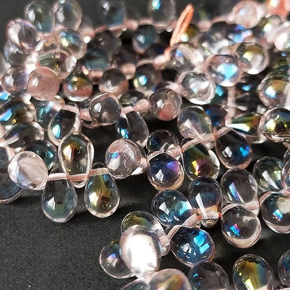 チェコビーズ ドロップ 6x9mm 銀灰・ラスター｜20個入 ハンドメイド素材 BULBULBEADS