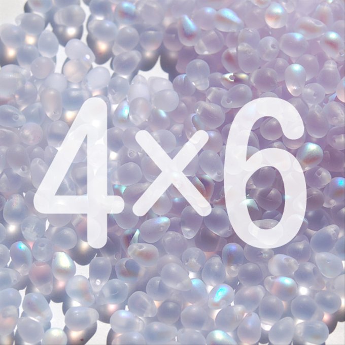 チェコビーズ ドロップ 4x6mm アレキサンドライト・マットAB｜30個入 ハンドメイド素材 BULBULBEADS