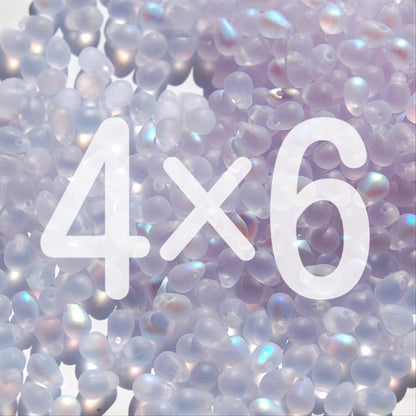 チェコビーズ ドロップ 4x6mm アレキサンドライト・マットAB｜30個入 ハンドメイド素材 BULBULBEADS