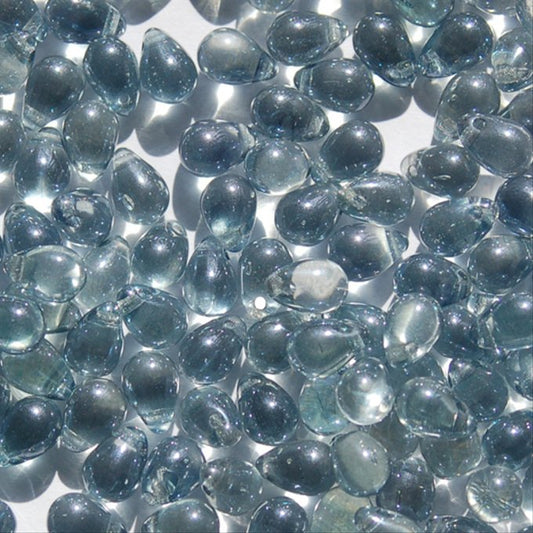 チェコビーズ ドロップ 5×7mm ブルー ラスター｜30個入 ハンドメイド素材 BULBULBEADS