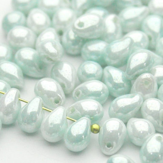 チェコビーズ ドロップ 5×7mm シャイニー ミント｜40個入 ハンドメイド素材 BULBULBEADS