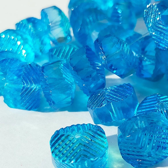 チェコビーズ ラウンダーカット 14×9mm デュアルアクアブルー｜2個入 ハンドメイド素材 BULBULBEADS
