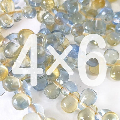 チェコビーズ ドロップ 4×6mm ライトサファイア・トパーズ｜60個入 ハンドメイド素材 BULBULBEADS