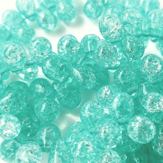チェコビーズ ドロップ 6x9mm クラック・ミントグリーン｜20個入 ハンドメイド素材 BULBULBEADS