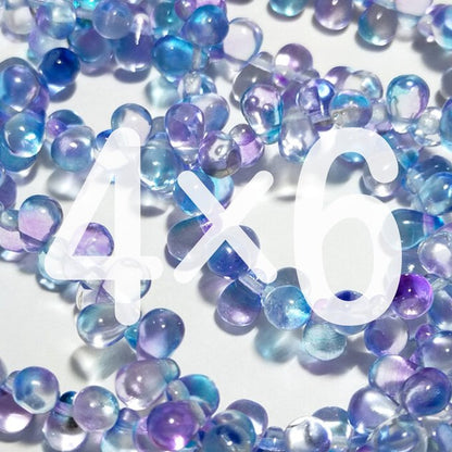 チェコビーズ ドロップ 4×6mm デュアルシアン・パープル｜60個入 ハンドメイド素材 BULBULBEADS